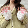 Cat Paw Hand-Knitted Winter Gloves